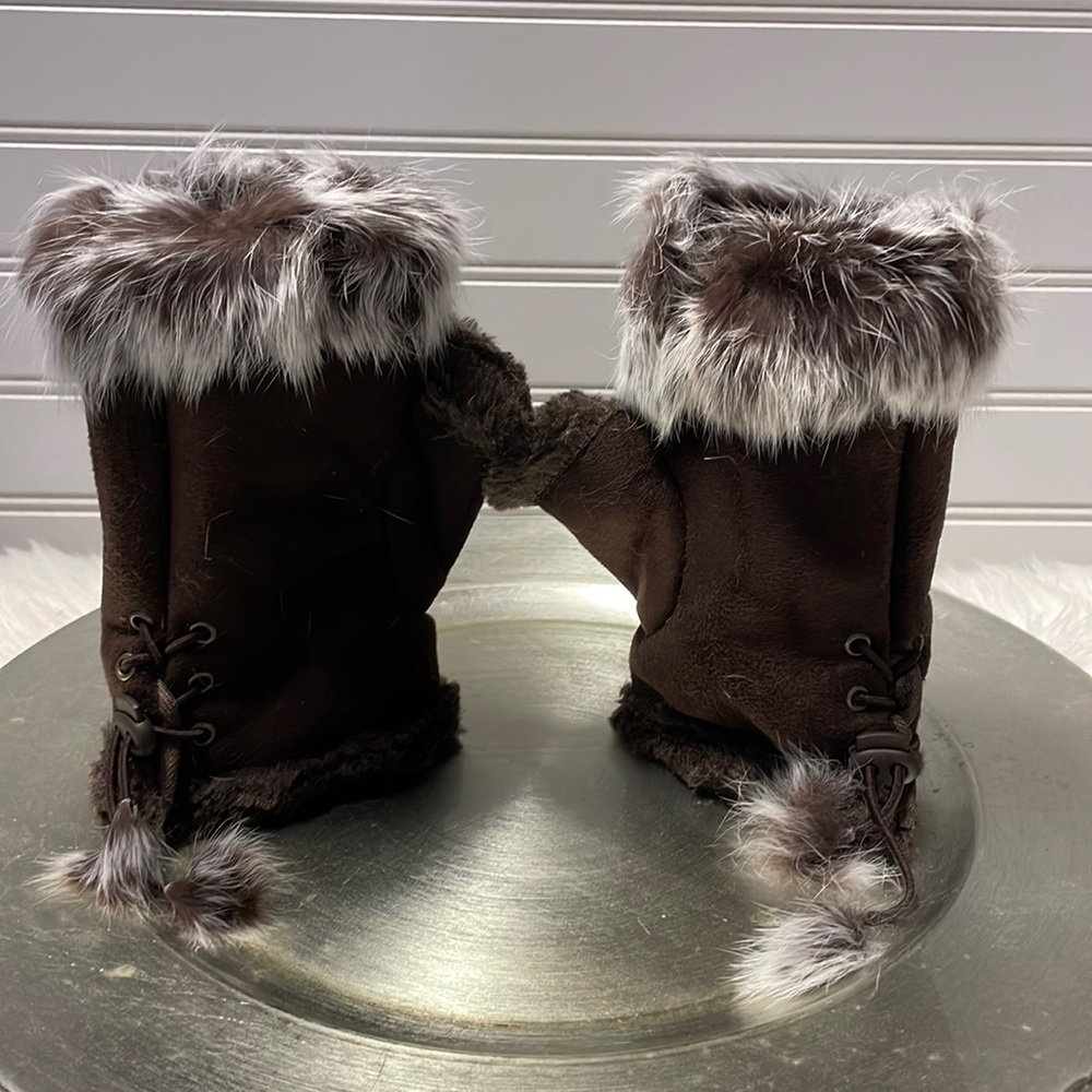 Coffee ☕ Faux Fur Fingerless Gloves